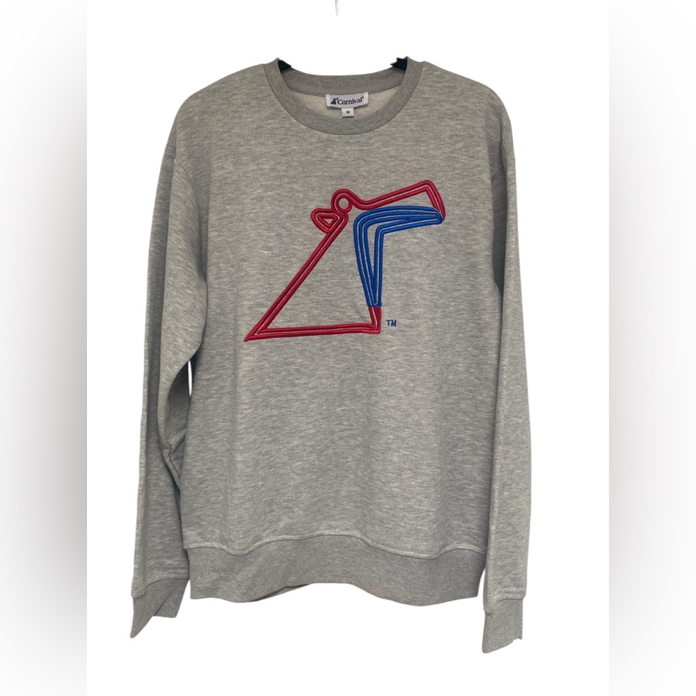 Carnival Gray Sweatshirt with Red and Blue Design M NWT